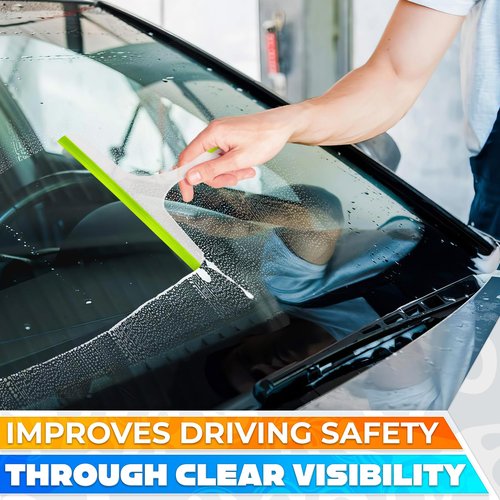 4Pcs 9.5” Hand Squeegee for Shower Glass - Durable Plastic Grip, Random Colors, Flexible Silicone Blade, Easy Hanging Hook, Lightweight Ergonomic Shower Squeegee for Glass Doors, Windows, and Tiles