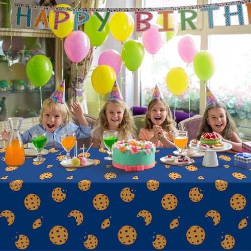 KEASKELL 3Pcs Cookie Monster Birthday Party Tablecloth Decorations,Blue Plastic Table Cover Disposable Rectangle Table Cloth for Baby Shower Kids Boy Birthday Party Supplies,54x108 Inch