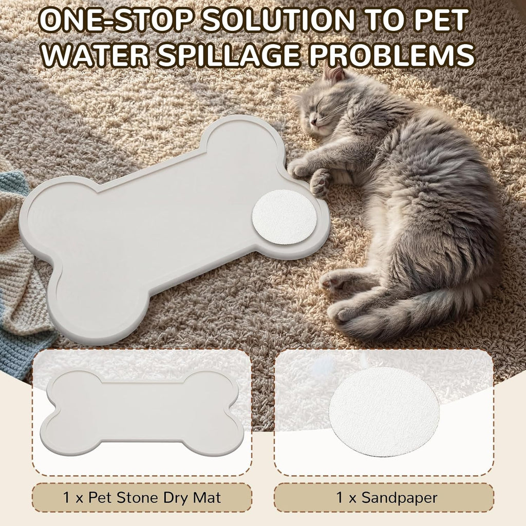 **Stone Dry Mat - Diatomaceous Earth Pet Feeding Mat for Cats & Dogs | Quick Drying, Non-Slip, 16" x 10"**