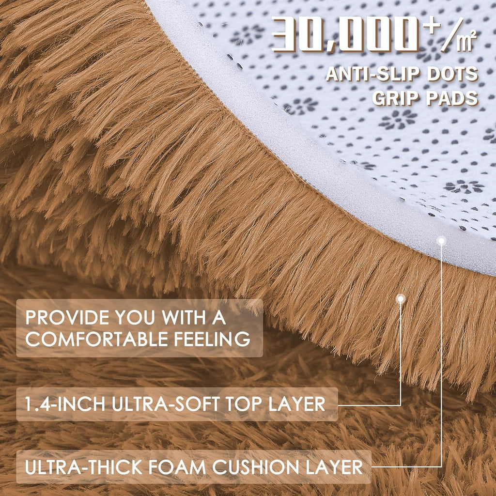 OLANLY 3x5 Soft Fluffy Shaggy Rug - Machine Washable Indoor Carpet for Kids & Nursery | Khaki