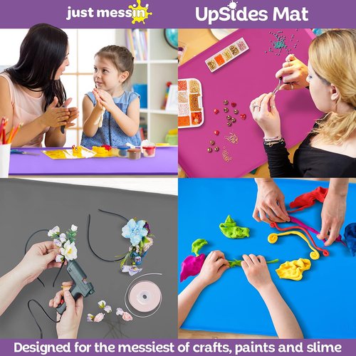 Just Messin’ Silicone Art Mat - Reusable Non-Slip, Heat-Resistant Design with Raised Edges | 16"x26", Gray