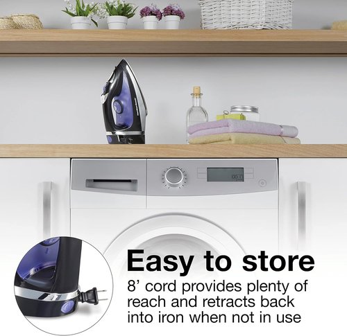 Hamilton Beach Steam Iron - Powerful 1200 Watts Garment Steamer with Stainless Steel Soleplate | Black, Pack of 2