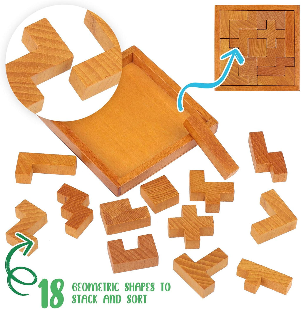 Wooden Brain Teaser Puzzles - Engaging Challenges for Kids & Adults | Perfect for Mental Workout