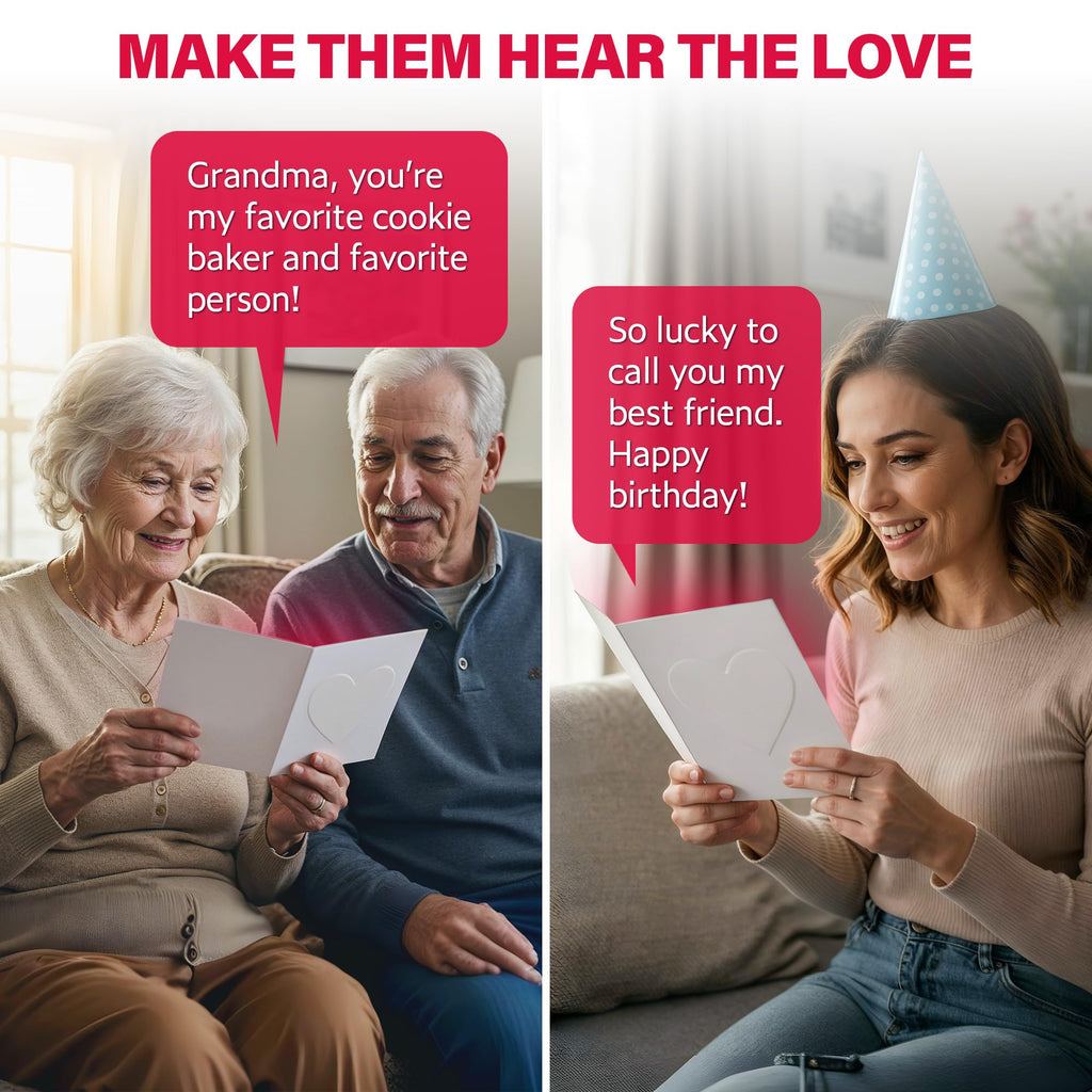 Top Life Recordable Greeting Card - Unmatched 60-Second Custom Voice Message - Embossed Heart Cover and Sticker Sheets - DIY Talking Card with Red Envelope for Birthday, Wedding, Anniversary