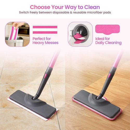 Schenley 19-in-1 Steam Mop Dual-Rod Design with Detachable Handheld Steamer for Walls, Grouts, Hard Floors, Tiles, includes Multi-purpose Accessories, Washable Microfiber Pads and Disposable Pads