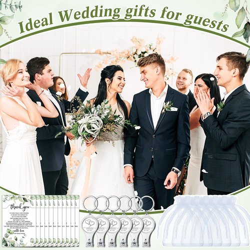 Fulmoon Wedding Multi Function Bottle Opener Nail Clipper Wedding Favors Brewery Cards White Organza Bags for Party Supplies Gift Souvenir Guests Men Women (150 Sets)