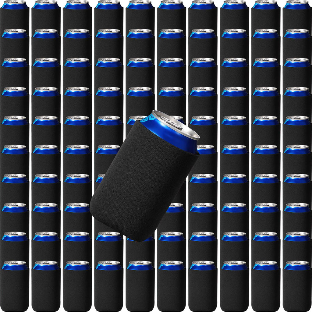 200 Pcs Blank Beer Can Cooler Sleeves Bulk Can Sleeve Beer Drink Sleeve Insulator Sleeve Soft Insulated Reusable Beer Can Coolers for Soda Beer Wedding Party Favors Supplies (Black)