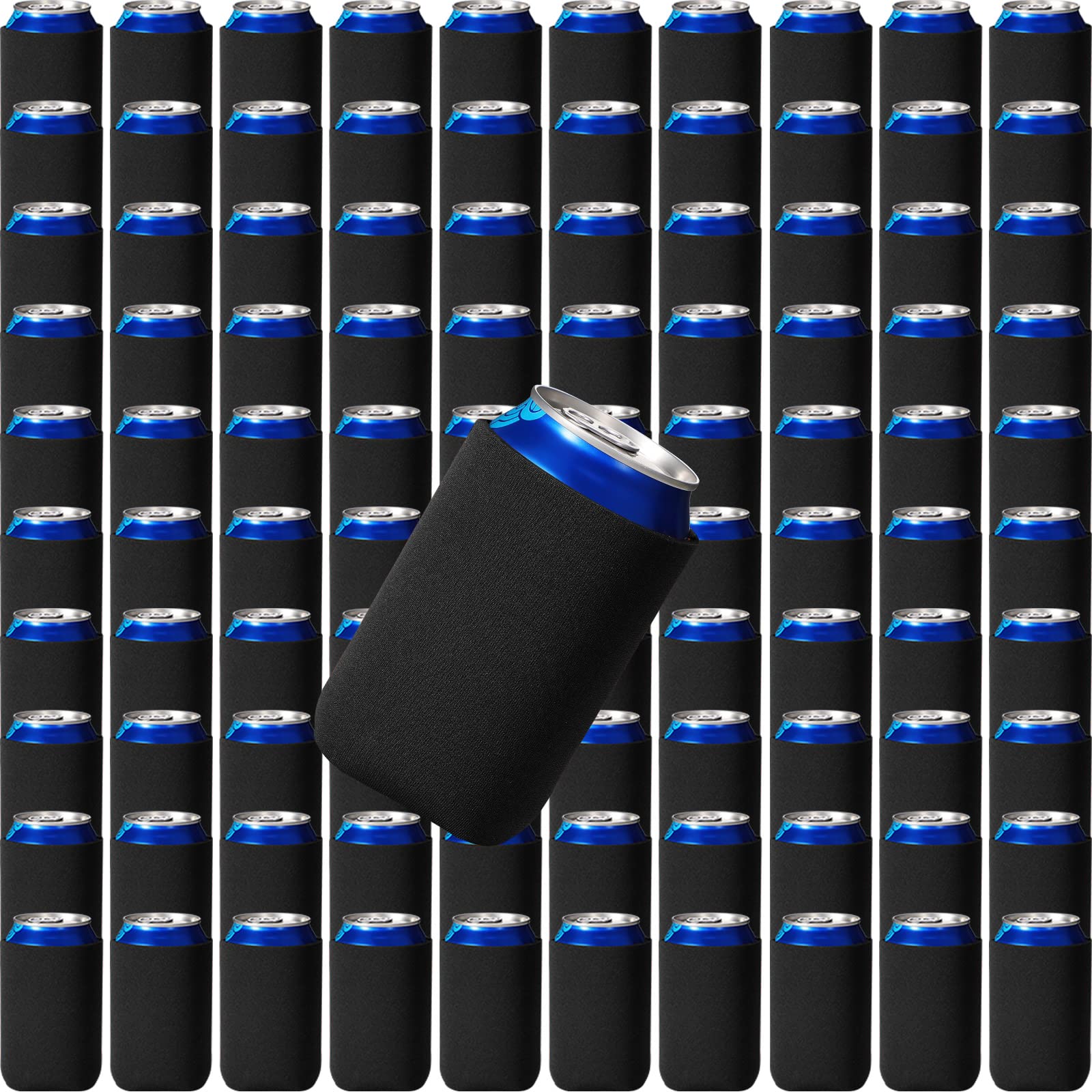 200 Pcs Blank Beer Can Cooler Sleeves Bulk Can Sleeve Beer Drink Sleeve Insulator Sleeve Soft Insulated Reusable Beer Can Coolers for Soda Beer Wedding Party Favors Supplies (Black)