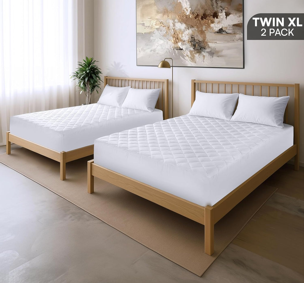 Utopia Bedding Twin XL Quilted Fitted Mattress Pad - Deep Pocket Protector, Machine Washable (White)
