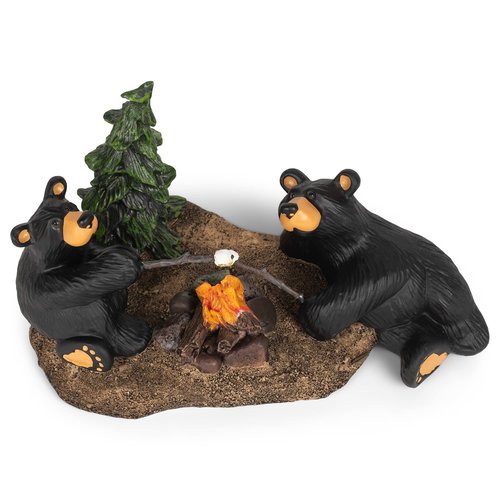 DEMDACO Bearfoots by Jeff Fleming Campfire Memories Black Bear 4.5 x 8 Hand-cast Resin Tabletop Figurine Sculpture