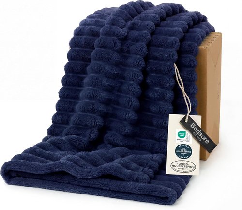 Bedsure GentleSoft Fleece Blanket - Cozy Navy Blue Throw for Couch, Perfect Size 60x80 Inches