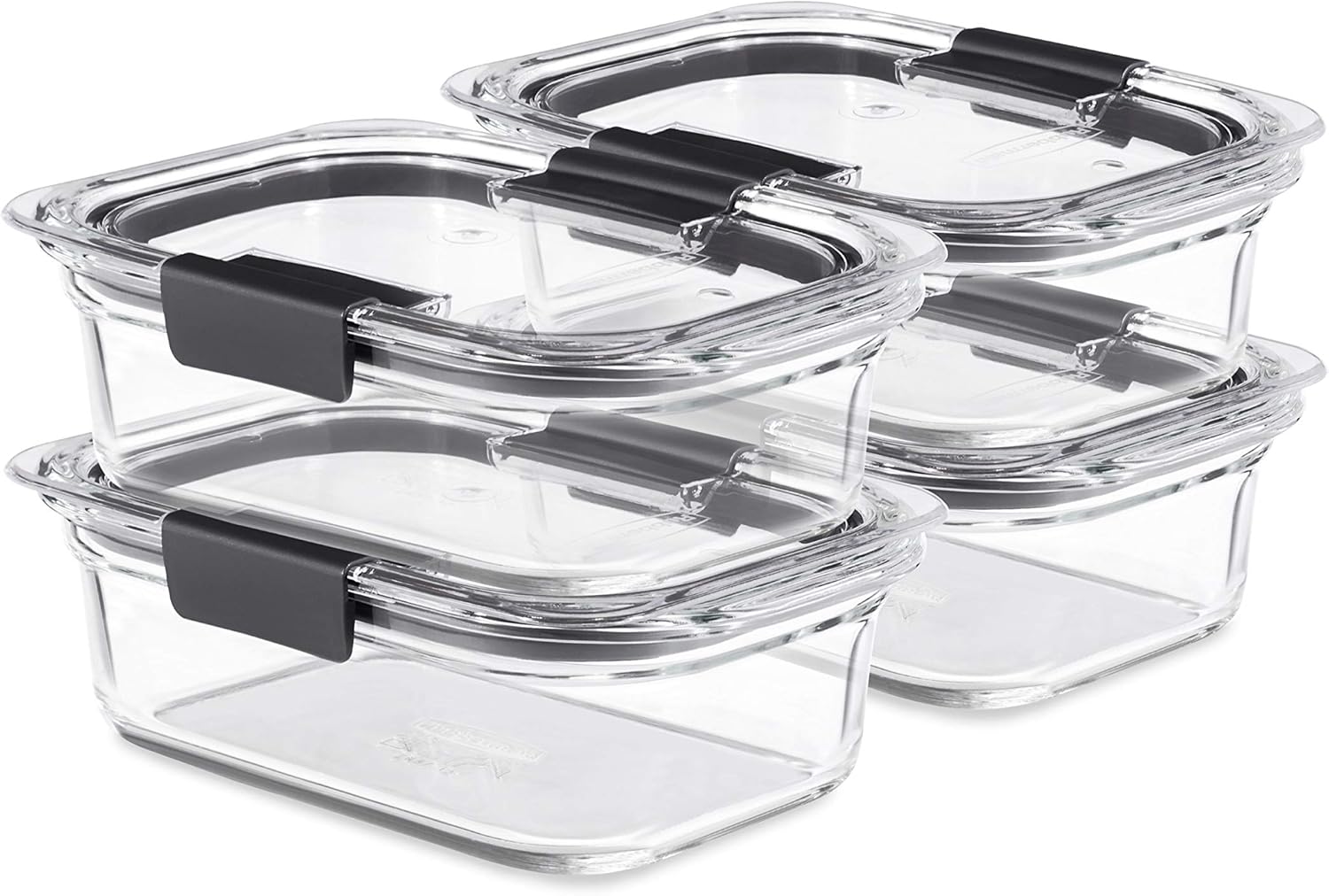 Rubbermaid Brilliance Glass Food Storage Containers - BPA-Free, Leak-Proof, 3.2 Cup, Set of 4 | Clear