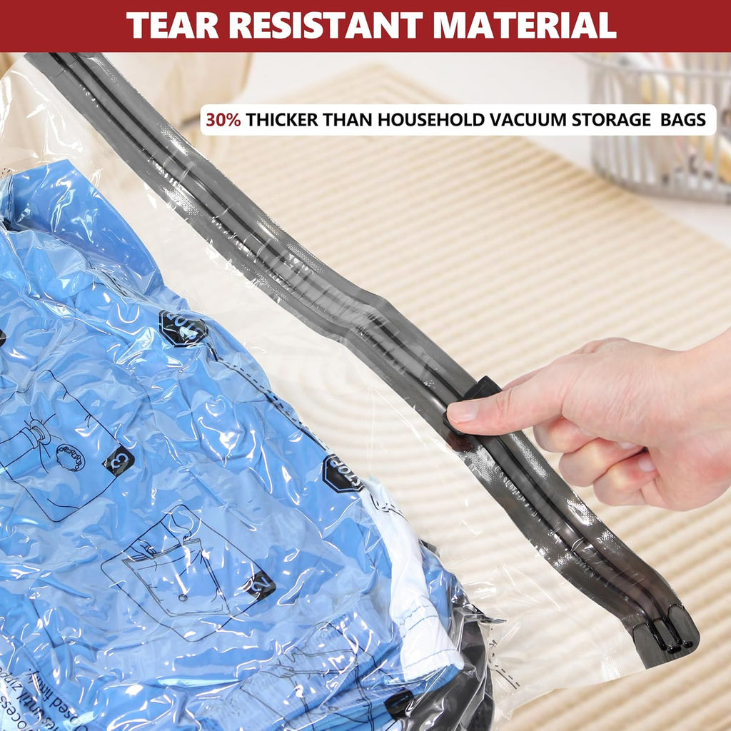 Skiennix Vacuum Bags for Travel - 12 Combo Set with Rechargeable Pump | Space-Saving Compression Bags for Luggage