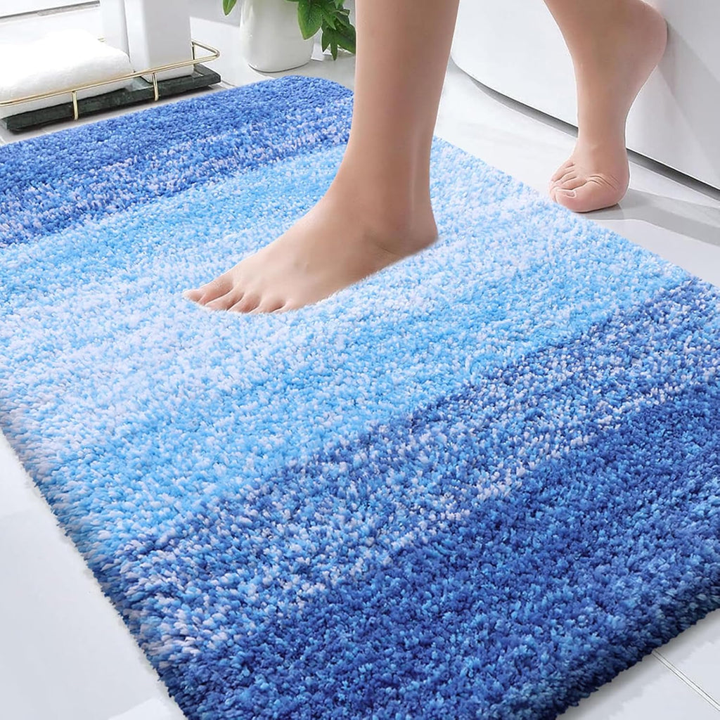 OLANLY Bathroom Rugs - Extra Soft Microfiber Mat | Quick Dry & Washable 30x20 in Light Royal Blue