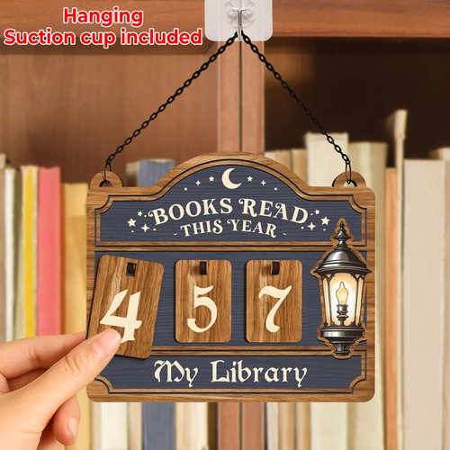 Books Read This Year Counter, Reading Tracker Sign for Home Library Decor, Book Suncatcher Ornament, Book Lover Gift for Librarian, Reader, Teacher, Women, Bookshelf Accessories for Wall & Table FF754
