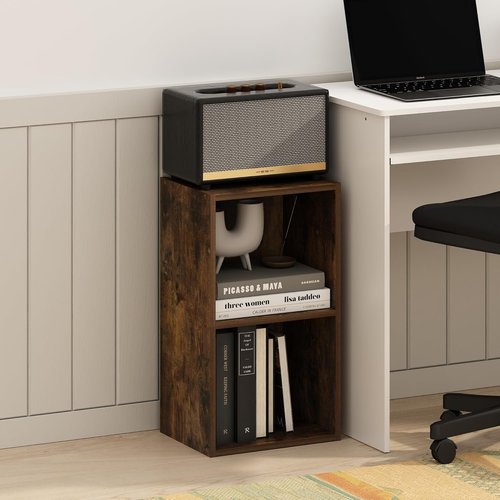 Furinno PASIR 2-Tier Modern Bookshelf - Easy Assembly Open Shelves Bookcase | Amber Pine, 9 x 12 x 21