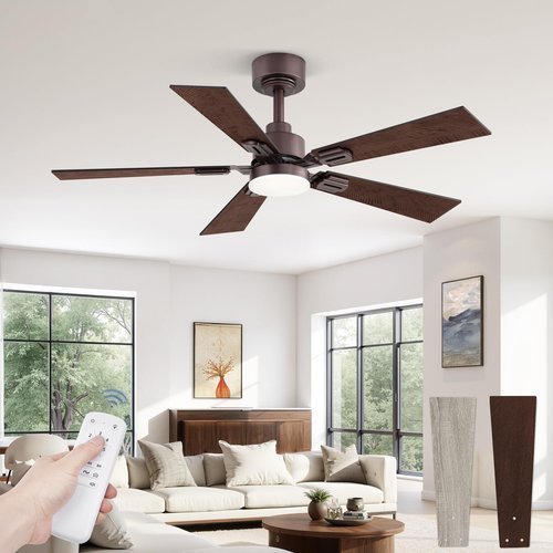 Fanbulous 42 Ceiling Fans with Lights and Remote, Modern Low Profile Ceiling Fans with Dimmable 3CCT Quiet DC Motor, Reversible Celing Fan with 6-Speeds Timer for Bedroom, Oil Bronze