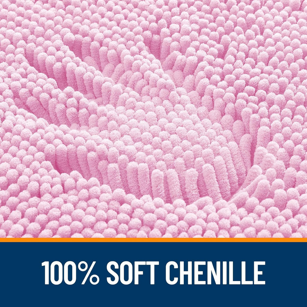 OLANLY U-Shaped Toilet Rugs - Extra Soft Chenille, Quick-Dry, Non-Slip Bath Mat | 24x20, Pink