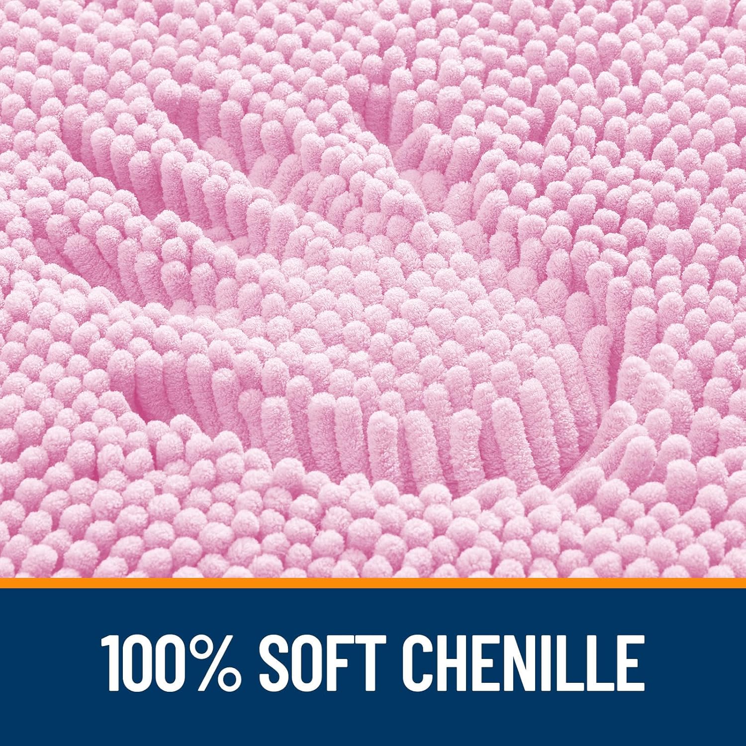 OLANLY U-Shaped Toilet Rugs - Extra Soft Chenille, Quick-Dry, Non-Slip Bath Mat | 24x20, Pink