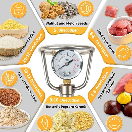 350ml Chinese Popcorn Maker, Chinese Popcorn Cannon Machine, High Pressure Popcorn Popper, Stainless Steel Popcorn Machine for Family Party Fun, Upgraded Bamboo Base and Bracket(with Gift Box&2 Bags)