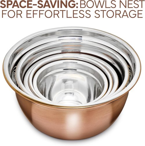 Cook With Color 18-Piece Mixing Bowls Set - Airtight Lids & Stainless Steel Organizers | Copper Kitchen Storage