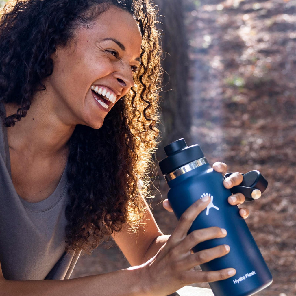Hydro Flask Water Bottle - Insulated Stainless Steel - Wide Mouth Chug Lid, Non Spill, Leakproof in 40 Oz Black