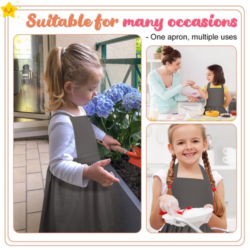 XLSXEXCL Kids Pinafore Apron, Cross Back Apron, Japanese Style Bib Aprons Home Clothes, Toddler Painting Artist Aprons with Pockets for Boys and Girls for Painting Cooking Baking Gardening (Grey)
