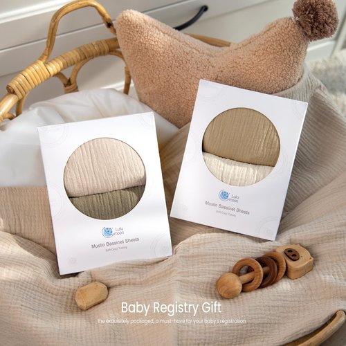lulumoon Muslin Bassinet Sheets for Baby: Soft Bedside Sleeper Bassinet Fitted Sheets for Boys and Girls