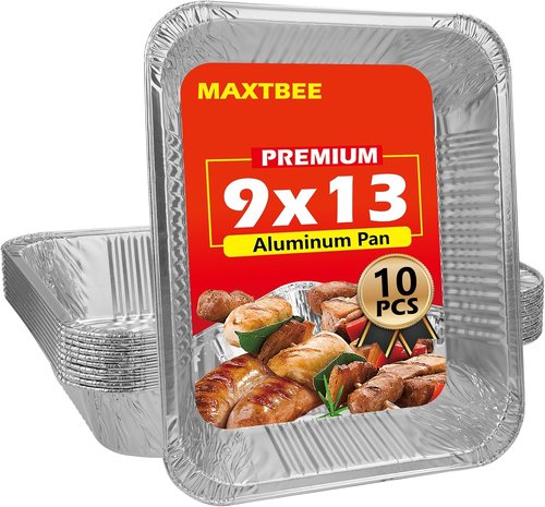 Heavy Duty Aluminum Foil Pans - 9x13 Disposable Trays for Cooking, Meal Prep & Baking | 10 Pack