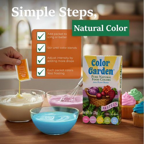 Color Garden Pure Natural Food Coloring - Plant-Based Vegan Non-Toxic Liquid Dye | 5 Ct 1 Oz Pastels