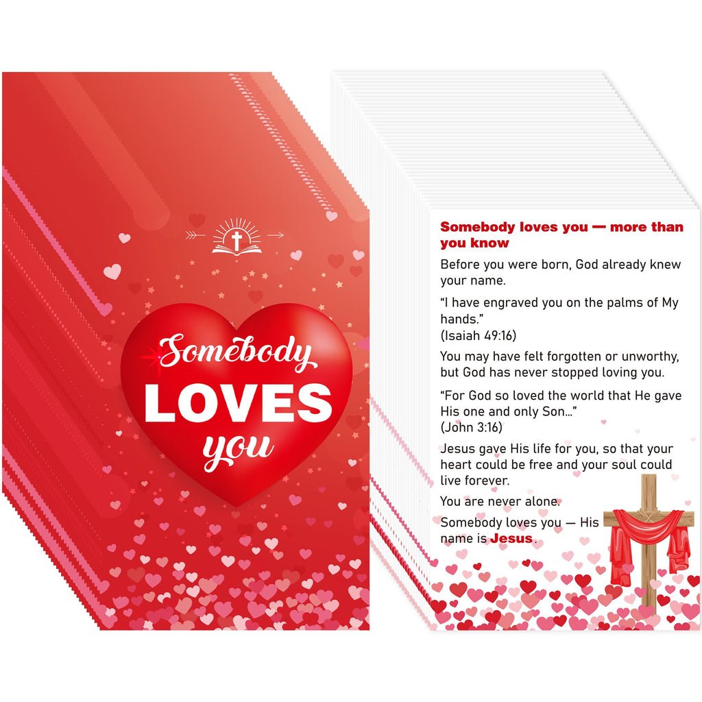 RUBOAOA 240 Pcs Gospel Tracts for Evangelism, Somebody Loves You Holy Postcard Prayer Postcards, Christian Bible Tract Cards for Outreach Salvation Ministry, Valentine Encouragement Handouts