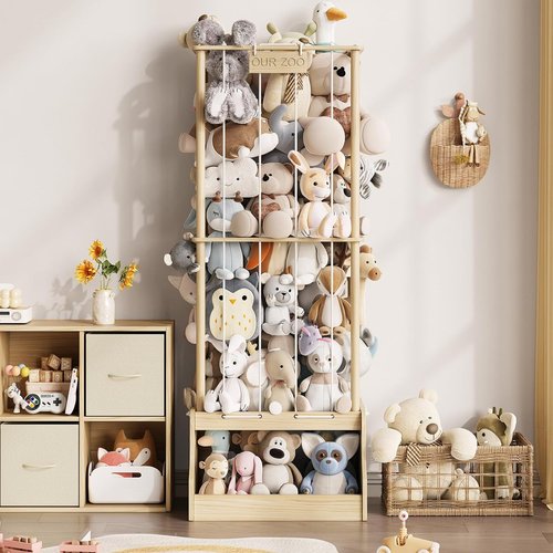 Experlam Stuffed Animal Storage - Vertical Plush Toy Holder with Thicker Elastic Band | Ideal for Playroom & Nursery