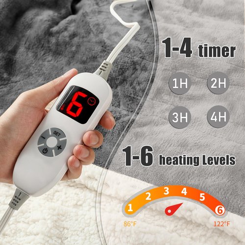 COZYTY Wearable Heated Blanket with Foot Pocket, Electric Snuggle Throw Blankets with Sleeves, 6 Heating Levels & 1-4H Auto Shut-Off, Machine Washable, Housewarming & Gift, 50 * 70"+16", Dark Gray