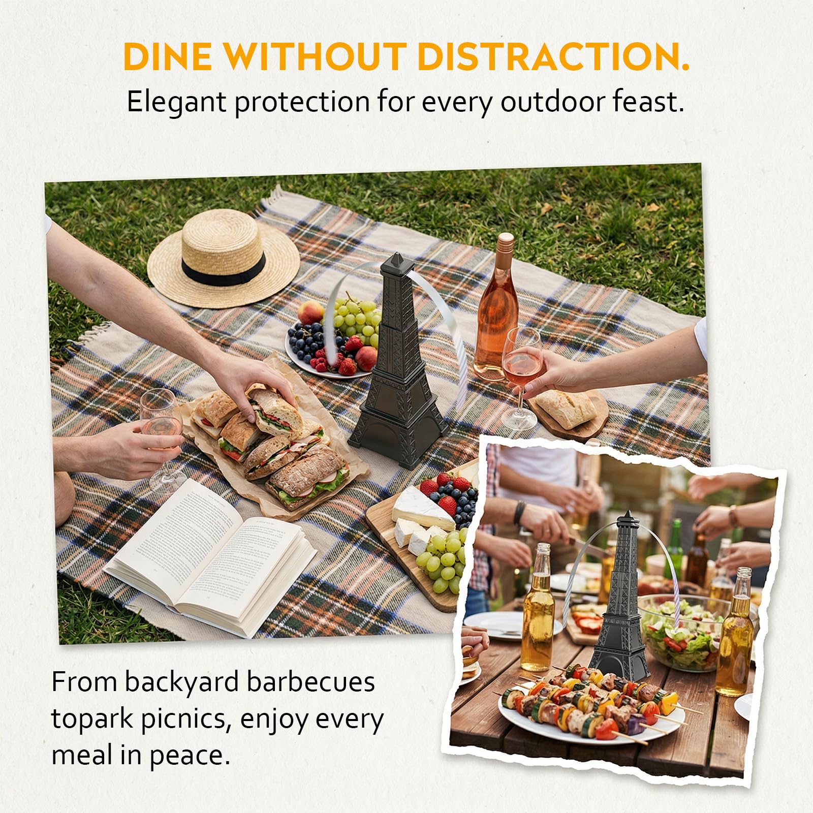 STUHAND Fly Fans for Tables, Fly Repellent Fan Keep Flies Away, Battery Powered Bug Fans with Holographic Blades for Picnic, BBQ, Restaurant, Party and Kitchen, Indoor and Outdoor 4 Pack