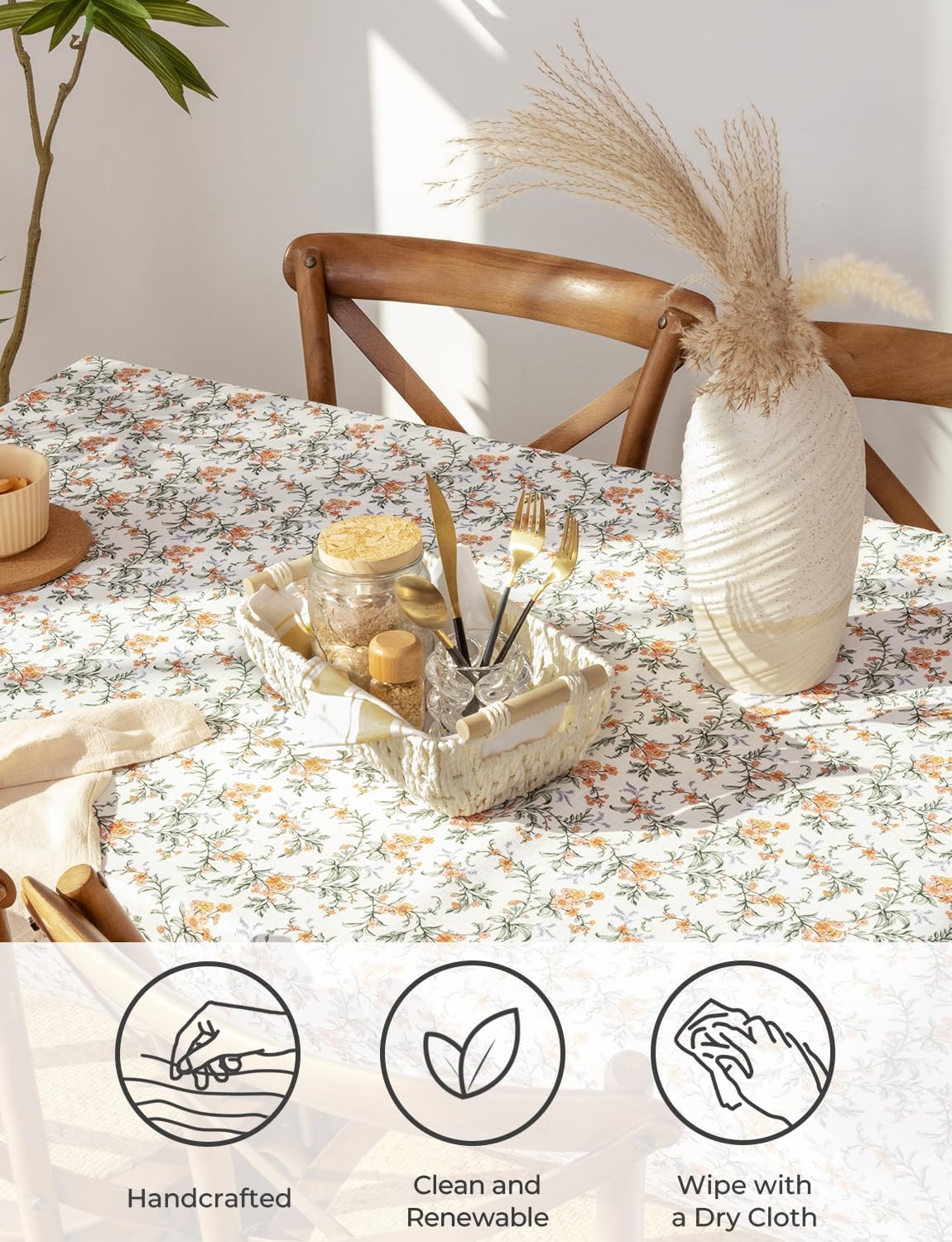 StorageWorks Round Woven Paper Rope Baskets - Beige 2-Pack with Wooden Handles for Stylish Storage