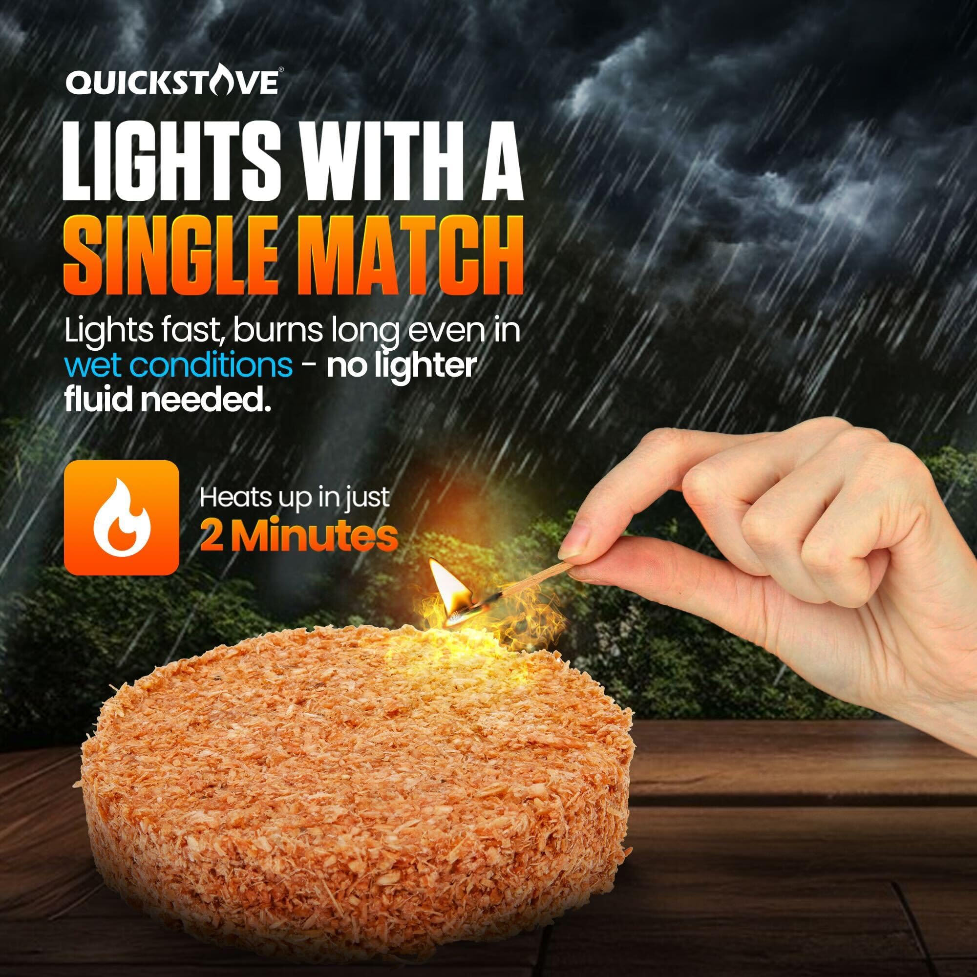 QuickStove Fire Starters (10 Pack) – Waterproof Emergency Fuel Disks for Camping Essentials, Wood Stove, Fireplace, Fire Pit, Survival Kit, Campfire & Outdoor Accessories
