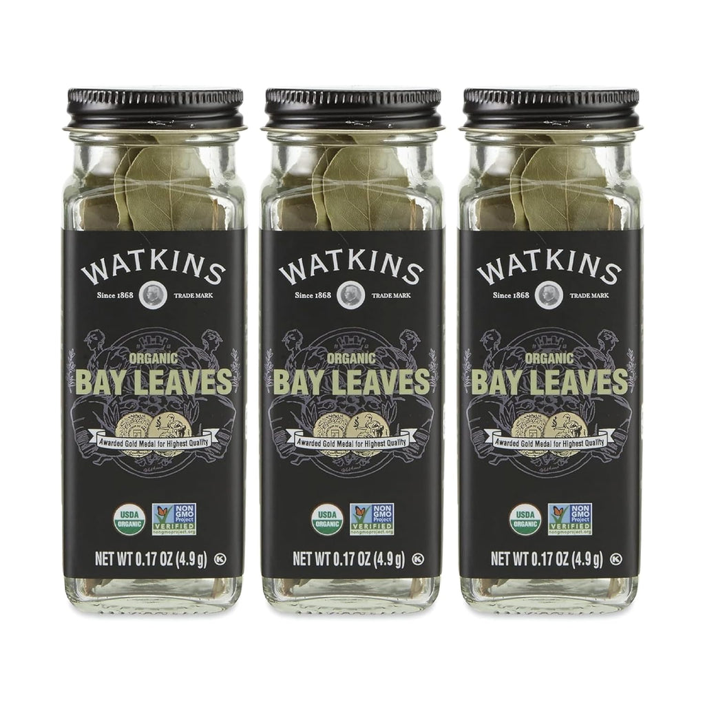 Watkins Gourmet Organic Bay Leaves Spice Jar - 0.17 Ounce, Pack of 3 for Flavorful Cooking