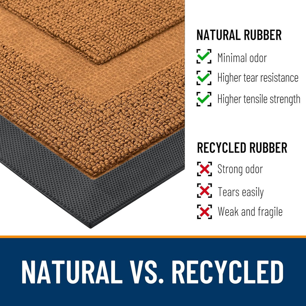 OLANLY Waterproof Front Door Mat - All-Season Indoor/Outdoor Doormat | Sturdy Natural Rubber, 29.5x17, Tangerine Orange