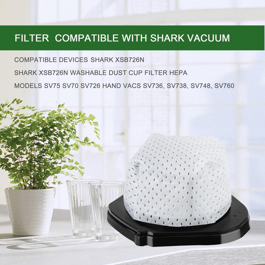 EZ SPARES 4PCS Replacement For Shark XSB726N Washable Dust Cup Filter Hepa Models SV75 SV70 SV726 Hand Vacs SV736, SV738, SV748, SV760