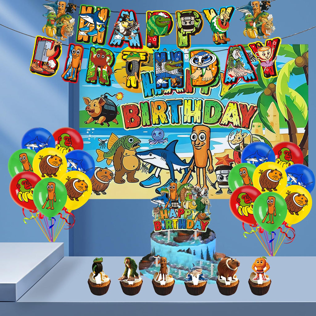 25PCS Italian Brainrot Cupcake Toppers,Tralalero Tralala Shark Cake Toppers Set Happy Birthday Decorations,Brain Rot Party Decor Animal Theme for Kids