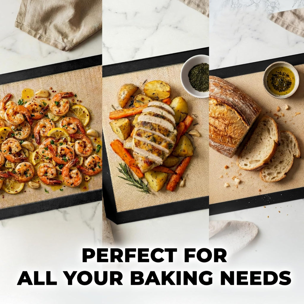 Zulay Kitchen Silicone Baking Mats 2-Pack - Reusable Nonstick Sheets for Oven & Pastry (16.5"x11.6") - Easy to Clean, Heat Resistant (Black)