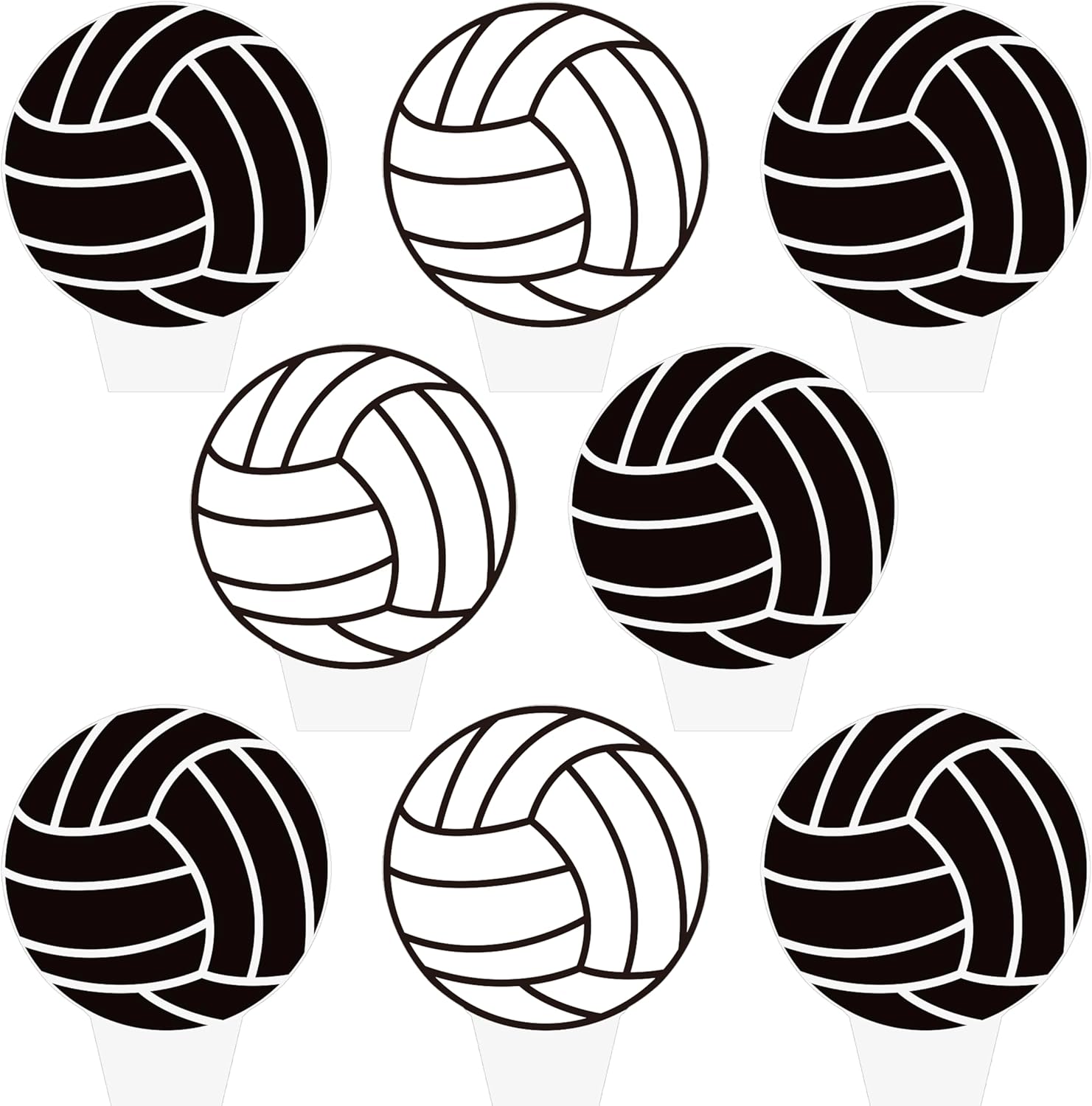 Volleyball Cupcake Toppers by [Brand Name] - 48PCS Black & White Cake Decorations for Sports Parties