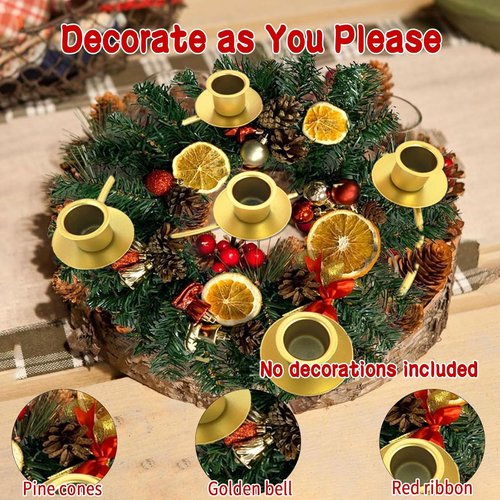 Advent Wreath Candle Holder - Elegant Gold Design for Tapered Candles | Perfect for Christmas Decor