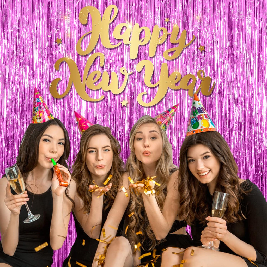 Skiennix Foil Curtain Backdrop - 10 Pack Metallic Tinsel Fringe for Parties & Celebrations