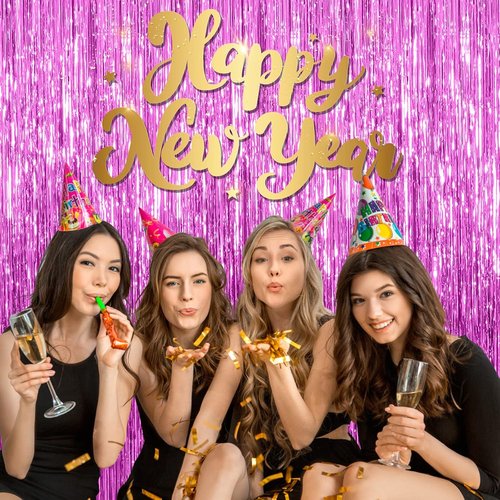 Foil Curtain Backdrop - 20 Pack Metallic Tinsel Fringe Curtains for Parties & Celebrations