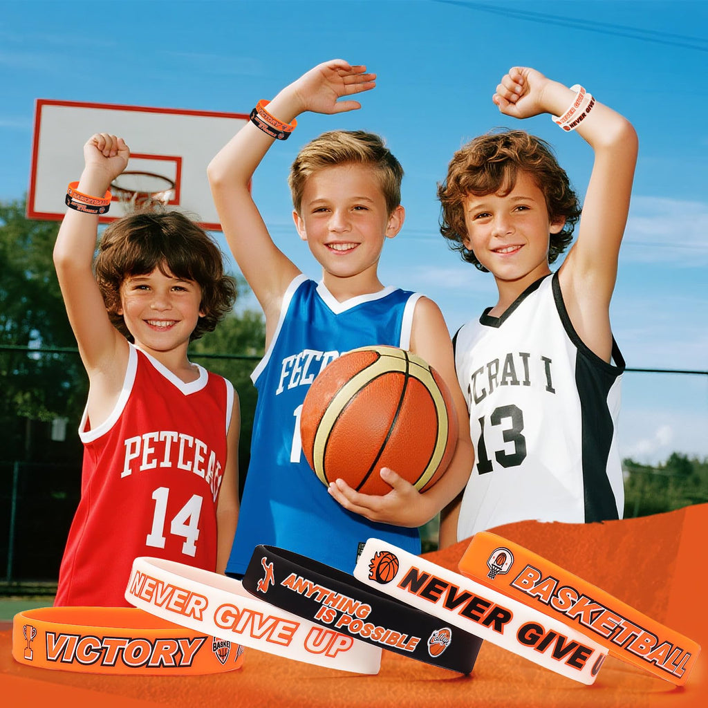 VICROIC 30 PCS basketball silicone bracelets Rubber wristbands, basketball motivational Silicone bracelets for Team Awards Gifts Sports Themed Party Favors