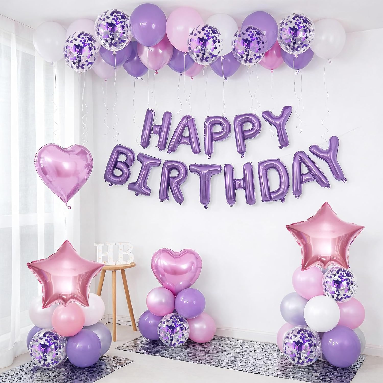 Regine Switzerland Pink & Purple Birthday Decorations - Balloons & Banner Set for Girls & Kids
