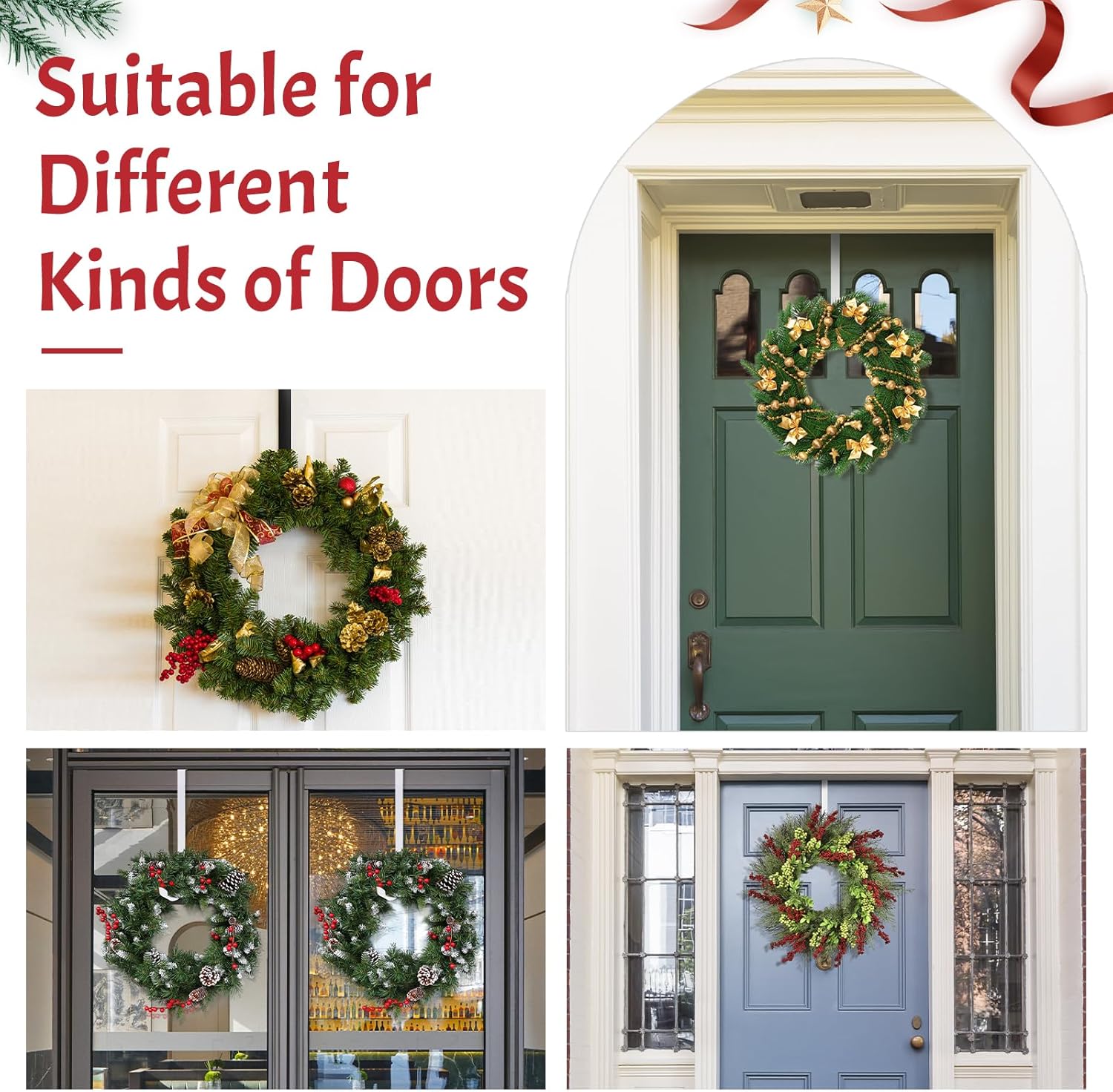 Regine Switzerland 12-Inch Wreath Hanger - Over The Door Hook for Indoor/Outdoor Decorations