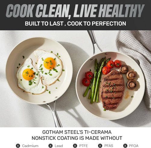 GOTHAM STEEL 10 Inch Nonstick Frying Pan - Ceramic Skillet with Stay-Cool Handle | Oven & Dishwasher Safe