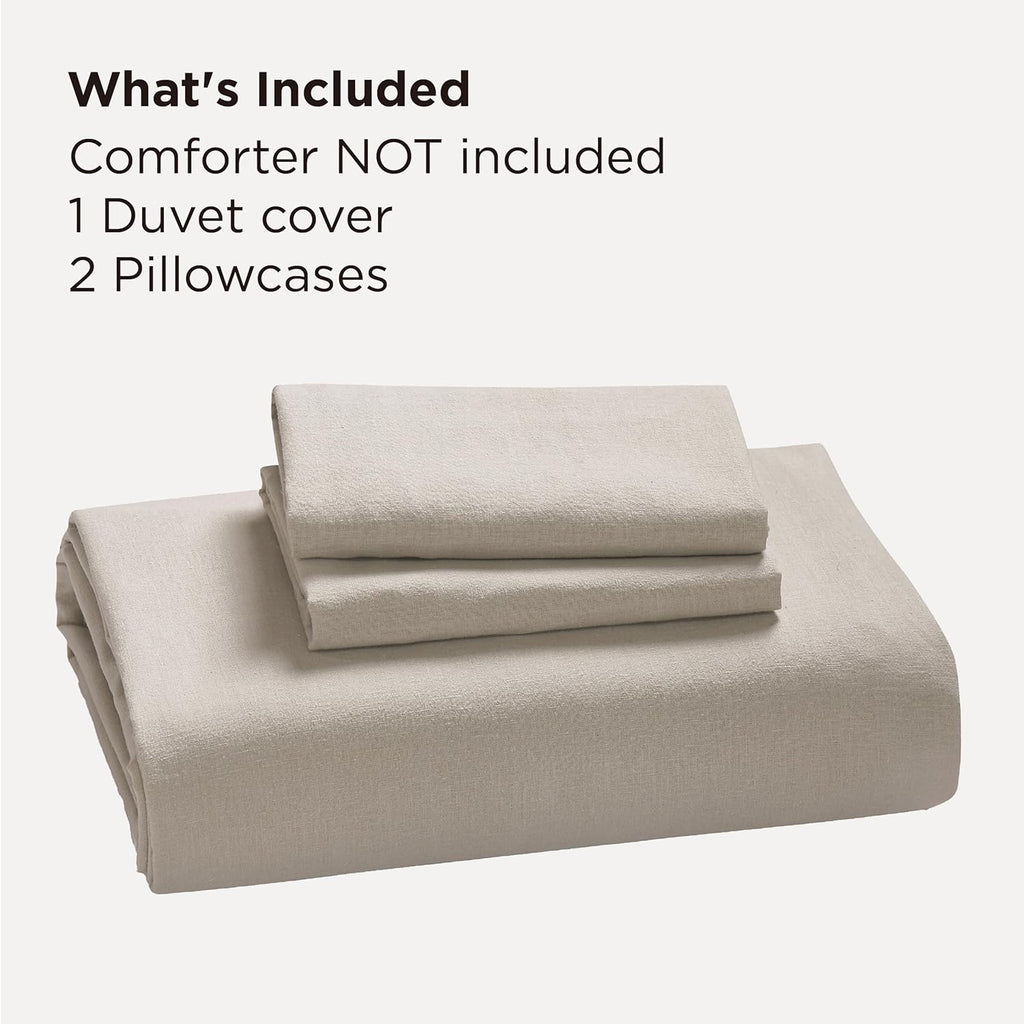 Bedsure Linen Duvet Cover Queen - Cooling & Breathable Linen Cotton Blend Bedding Set | 3-Piece Moisture-Wicking Design (Linen Color)